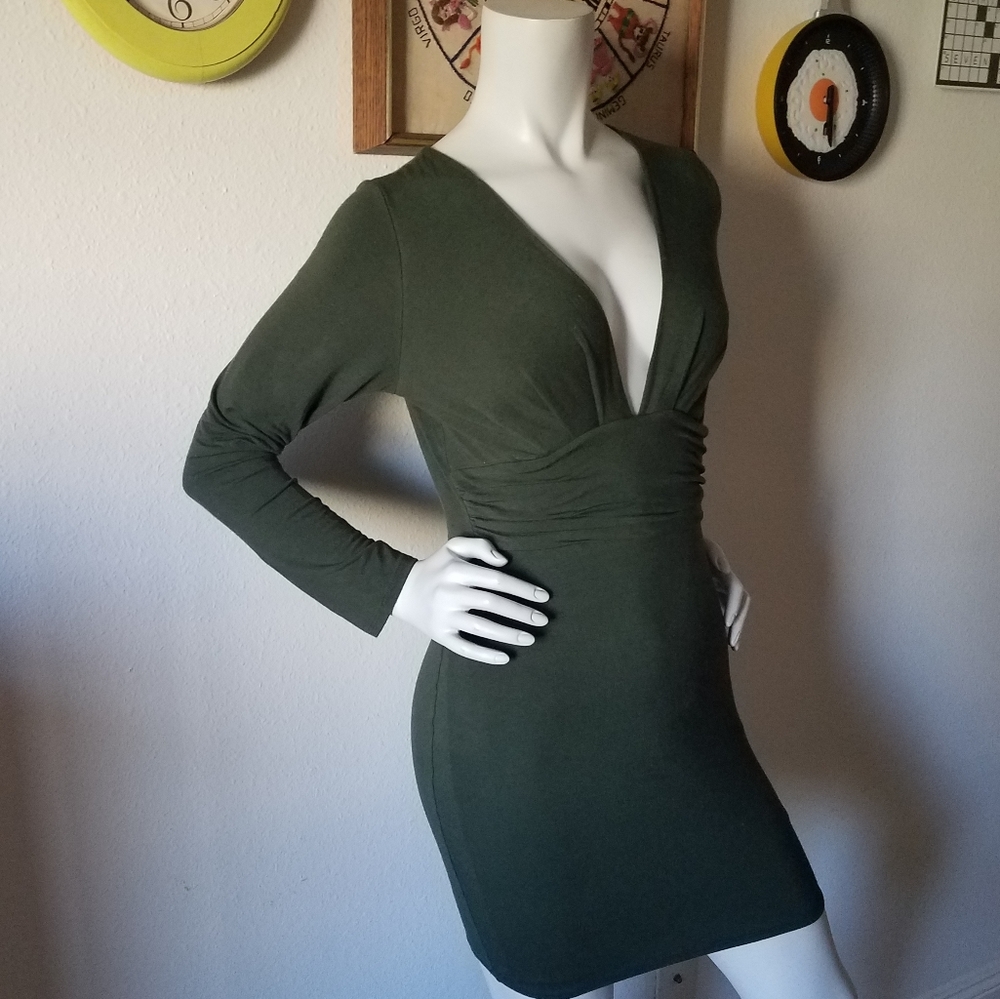 Fashion Nova Forest Green Bodycon Dress Sz Lg